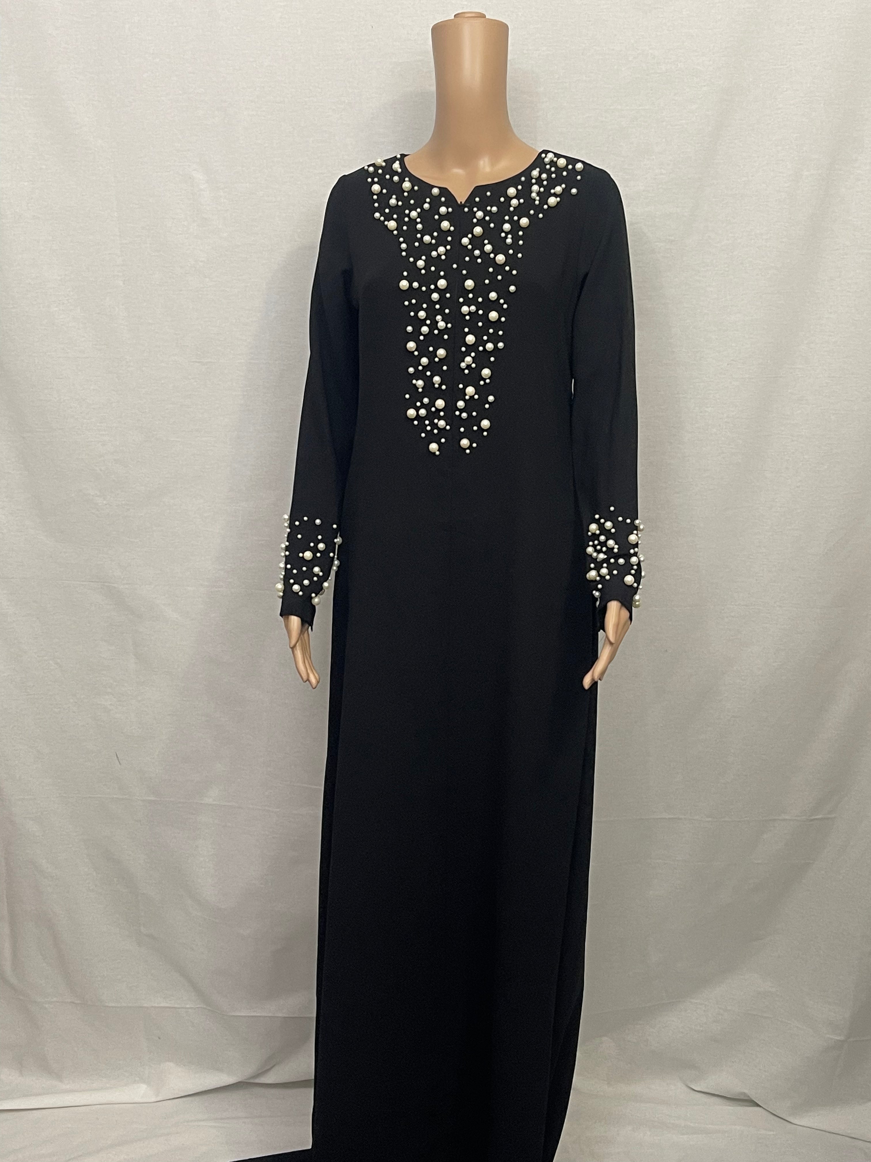 Pearl Modest Dress Black - Asiyah's Collection