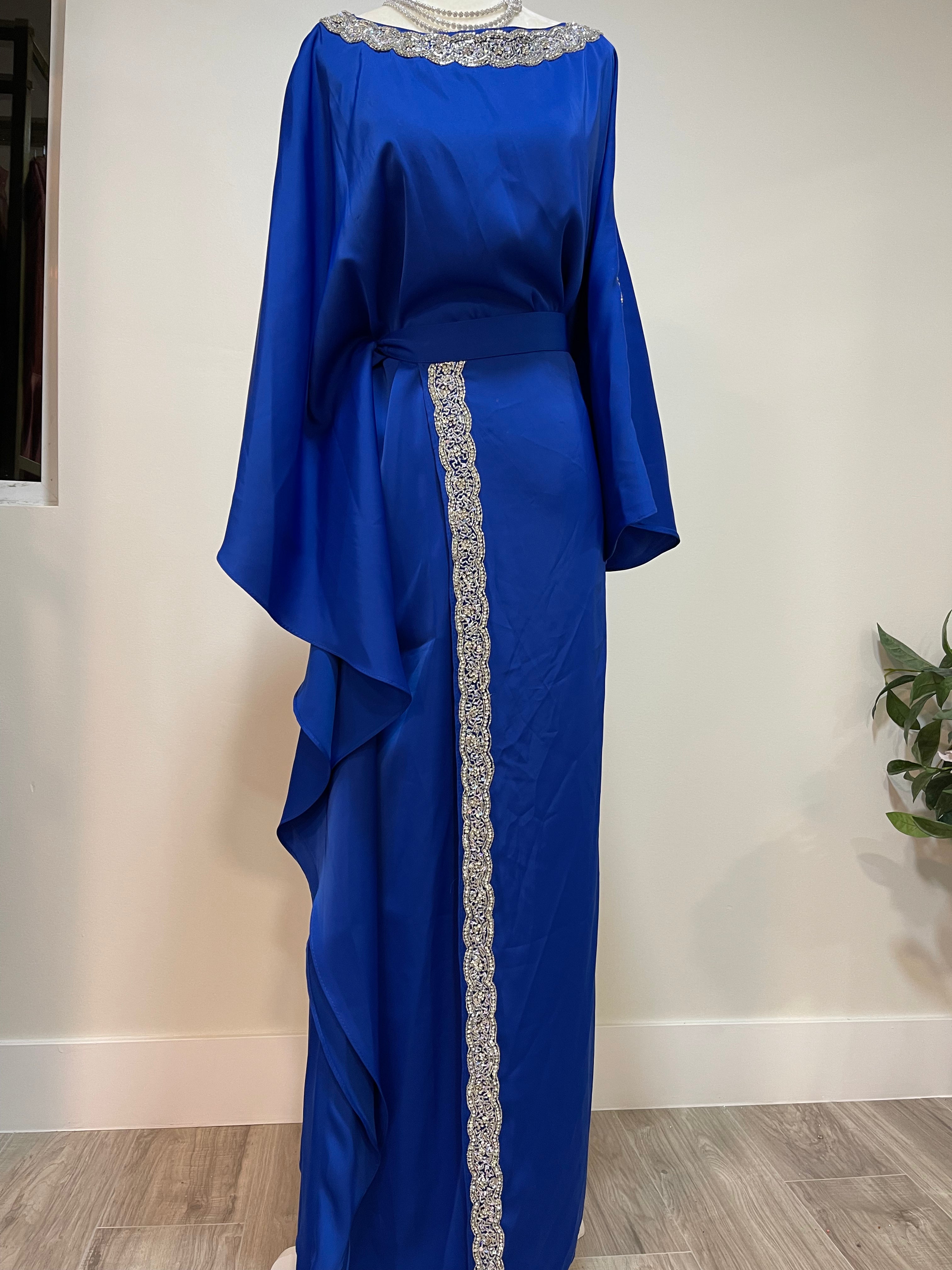 Asiyah's Collection - Royal Blue Satin Abaya - Dress
