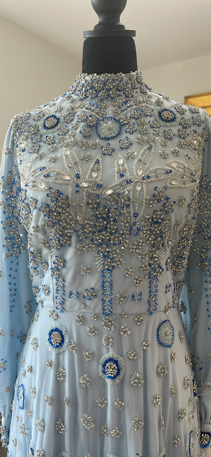 Asiyah's Collection - Blue Handmade Rhinestone & Beaded Evening Dress - Dress