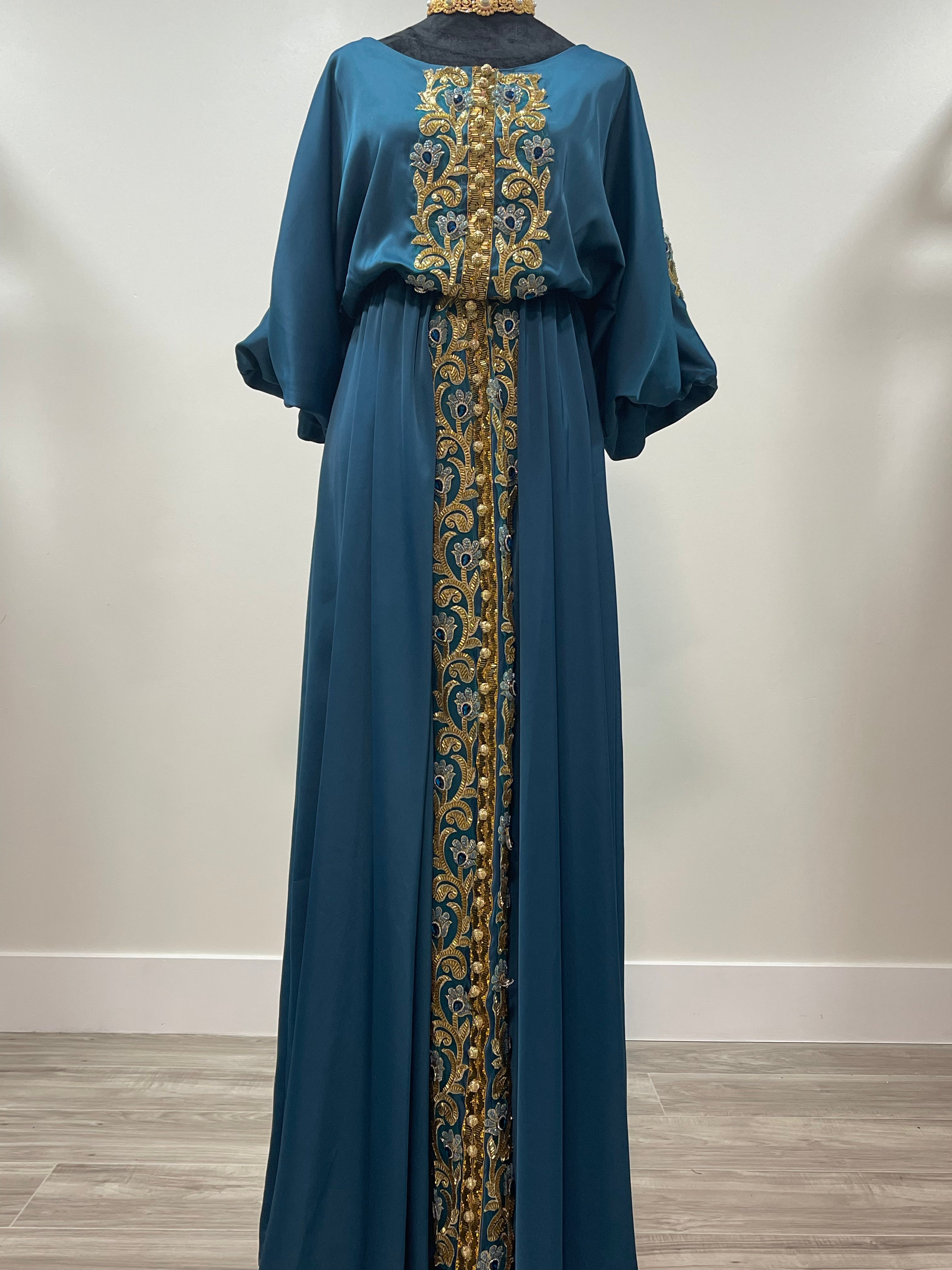 Asiyah's Collection - Teal Moroccan Kaftan - Dress