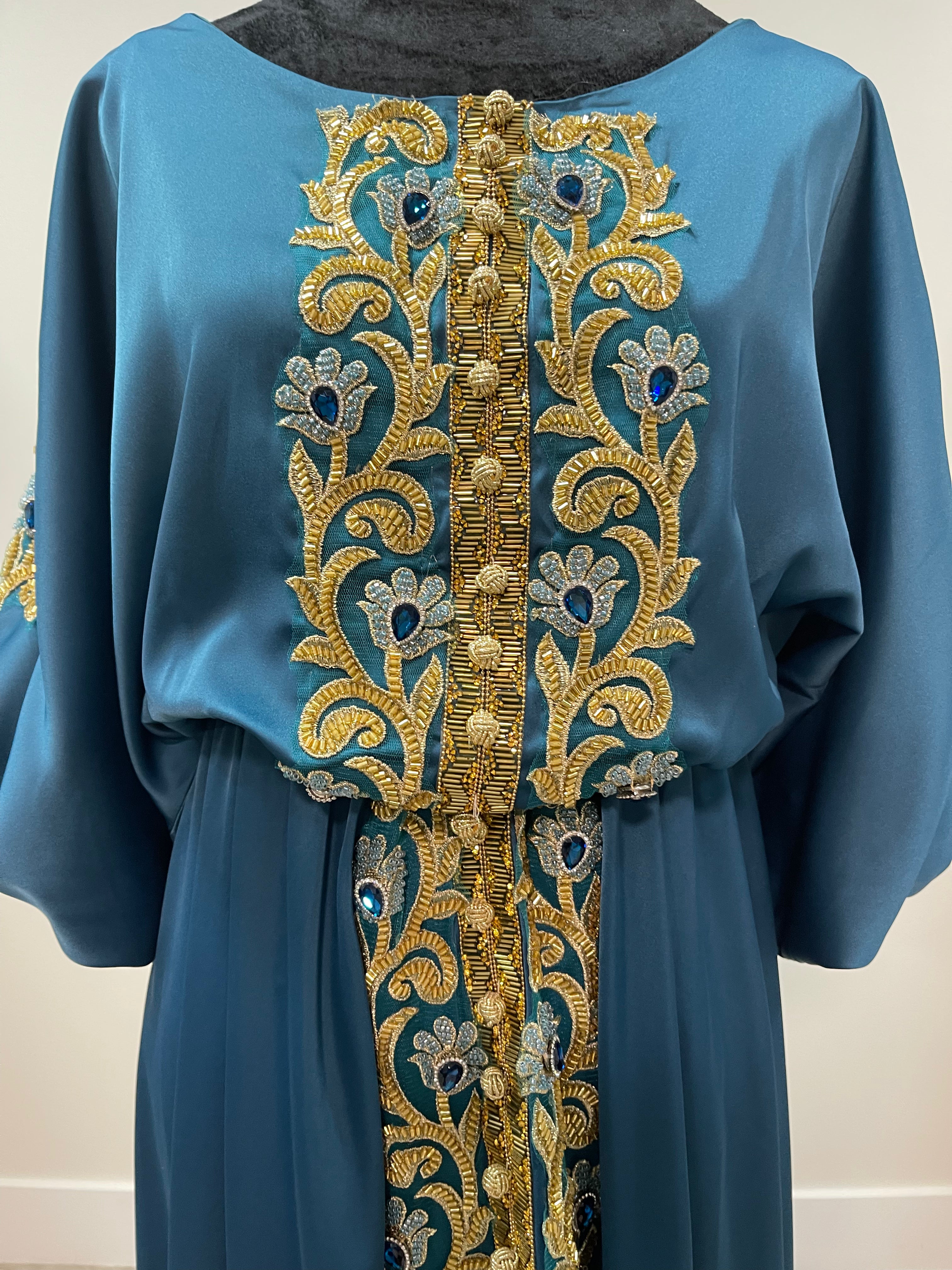 Asiyah's Collection - Teal Moroccan Kaftan - Dress
