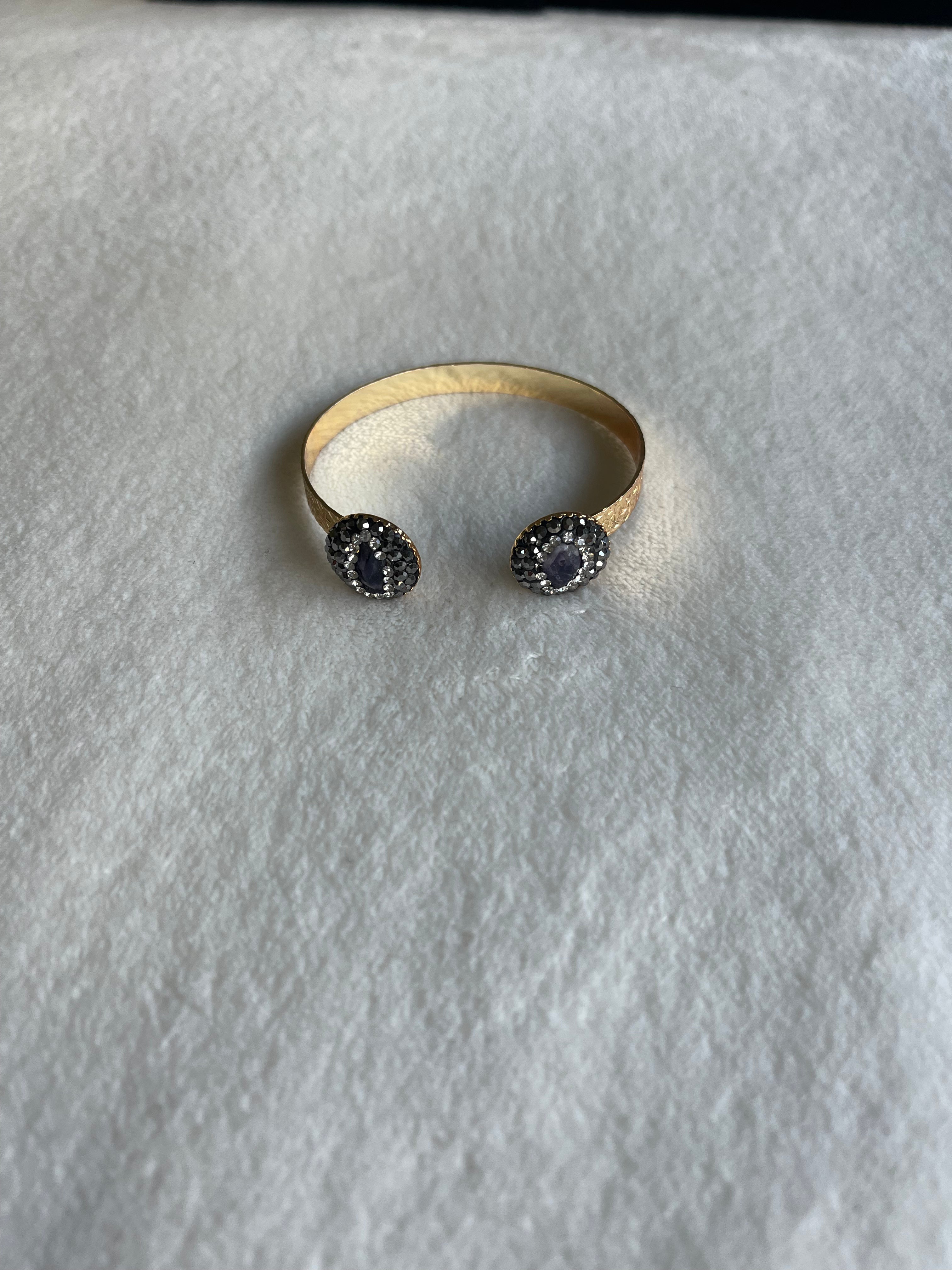 Cuff Bracelet with Black Spinel
