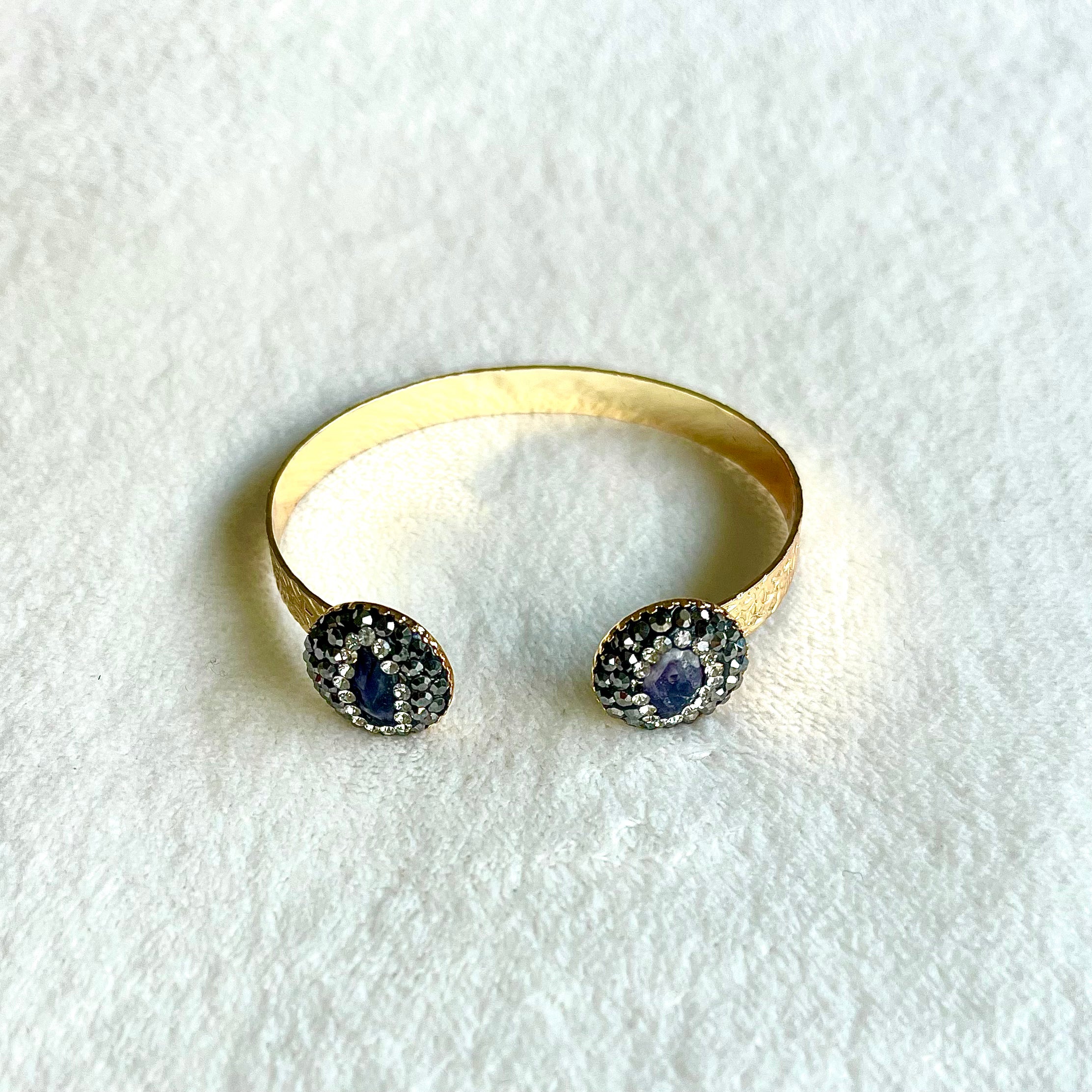 Cuff Bracelet with Black Spinel