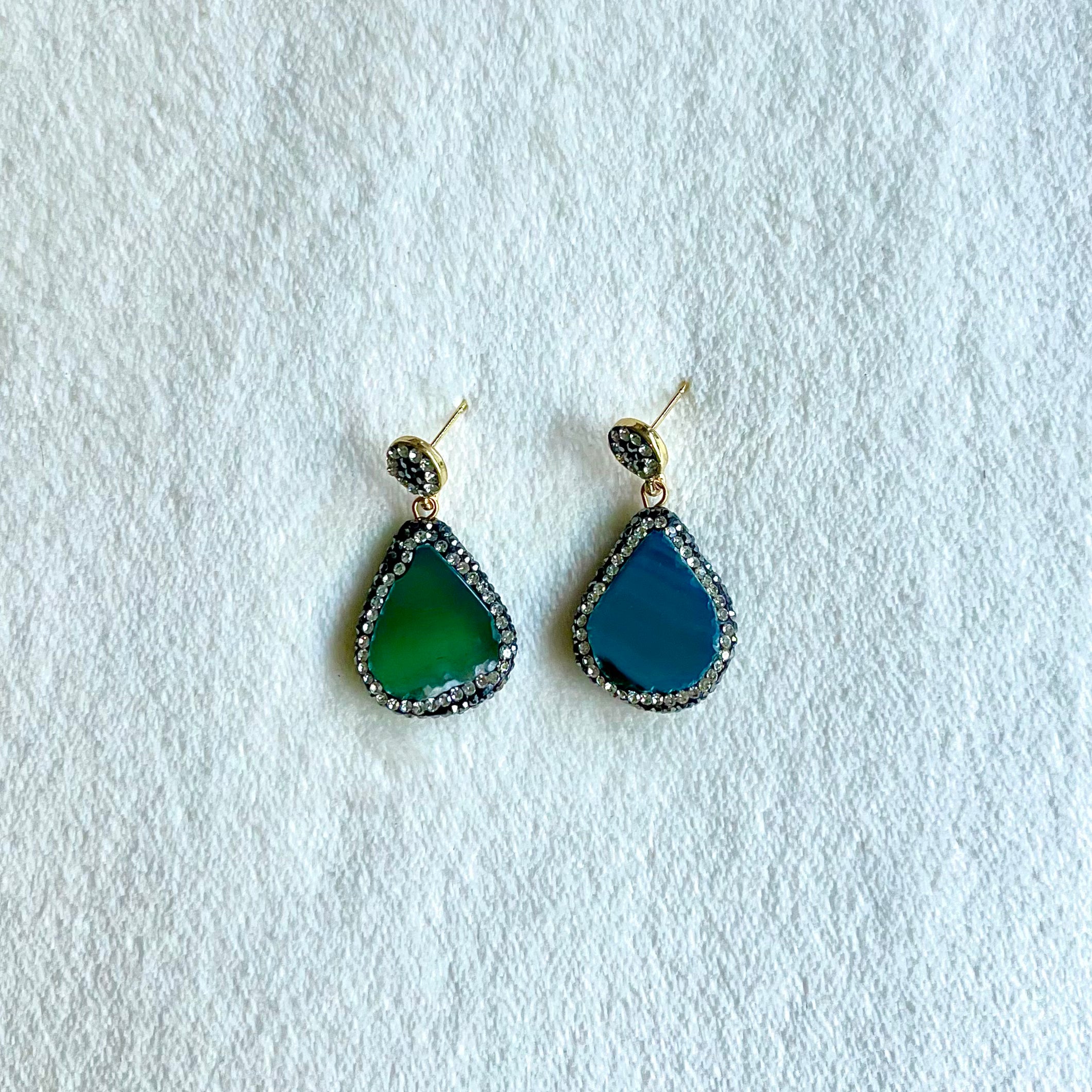 Asiyah's Collection - Natural 2 colored Stone Earrings - Earring