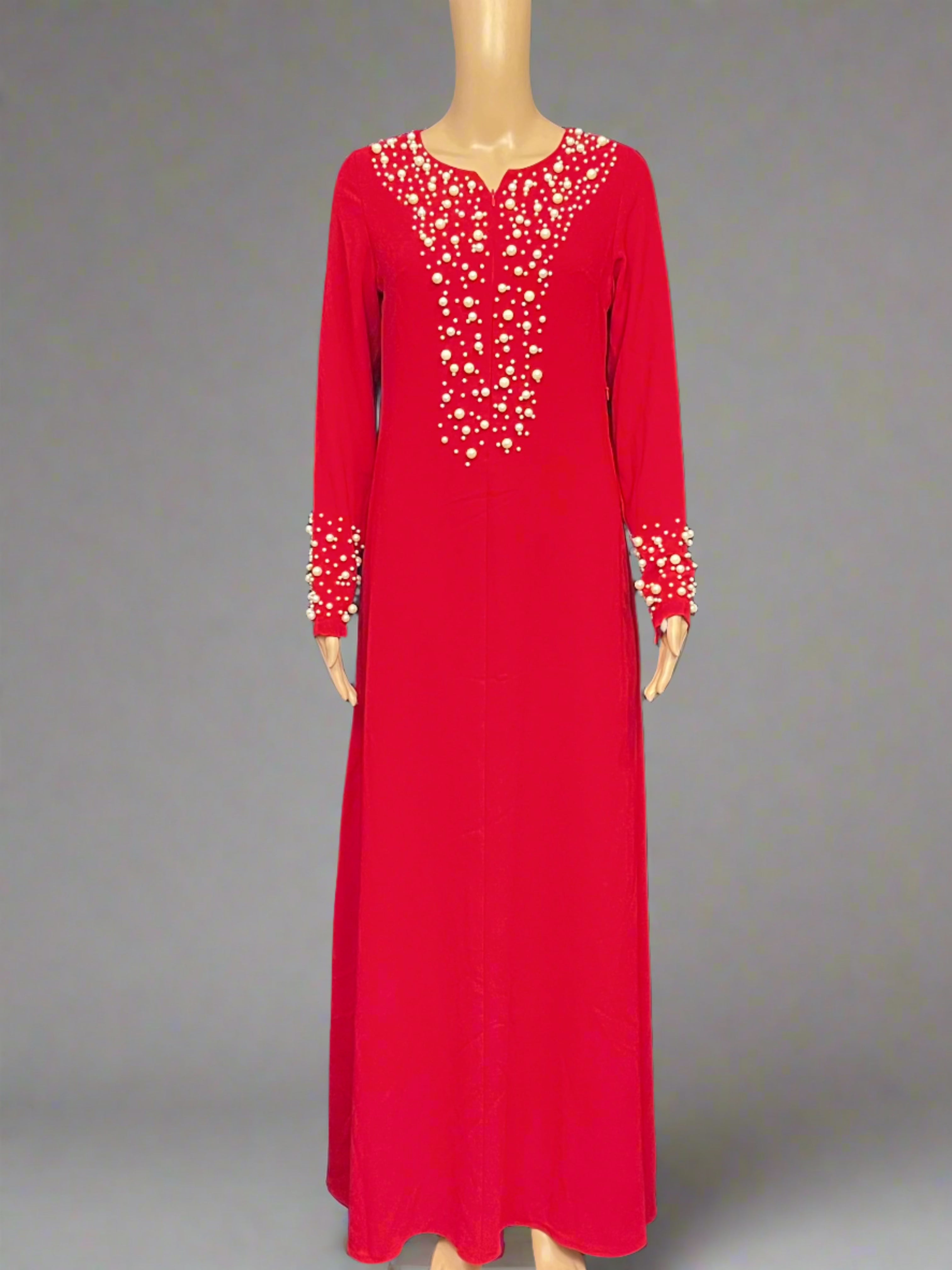 Asiyah's Collection - Pearl Infused Red Dress - Dress