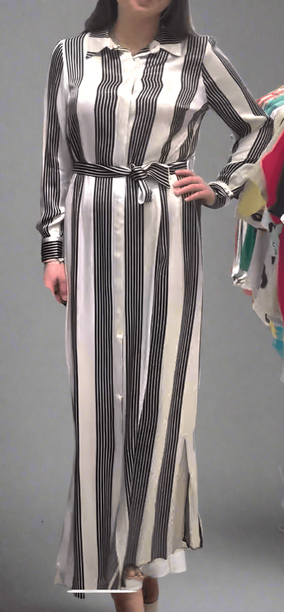Striped Button-Down Modest Dress | Stylish & Elegant Everyday Wear