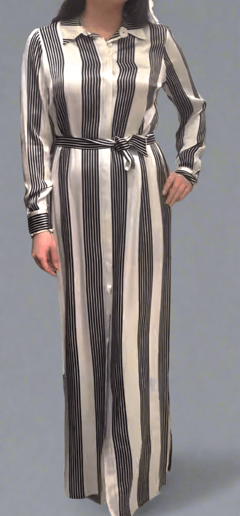 Striped Button-Down Modest Dress | Stylish & Elegant Everyday Wear