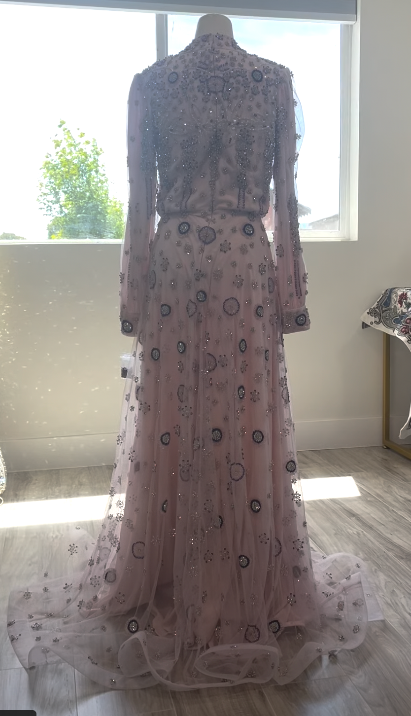 Asiyah's Collection - Pink Handmade Rhinestone & Beaded Evening Dress - Dress