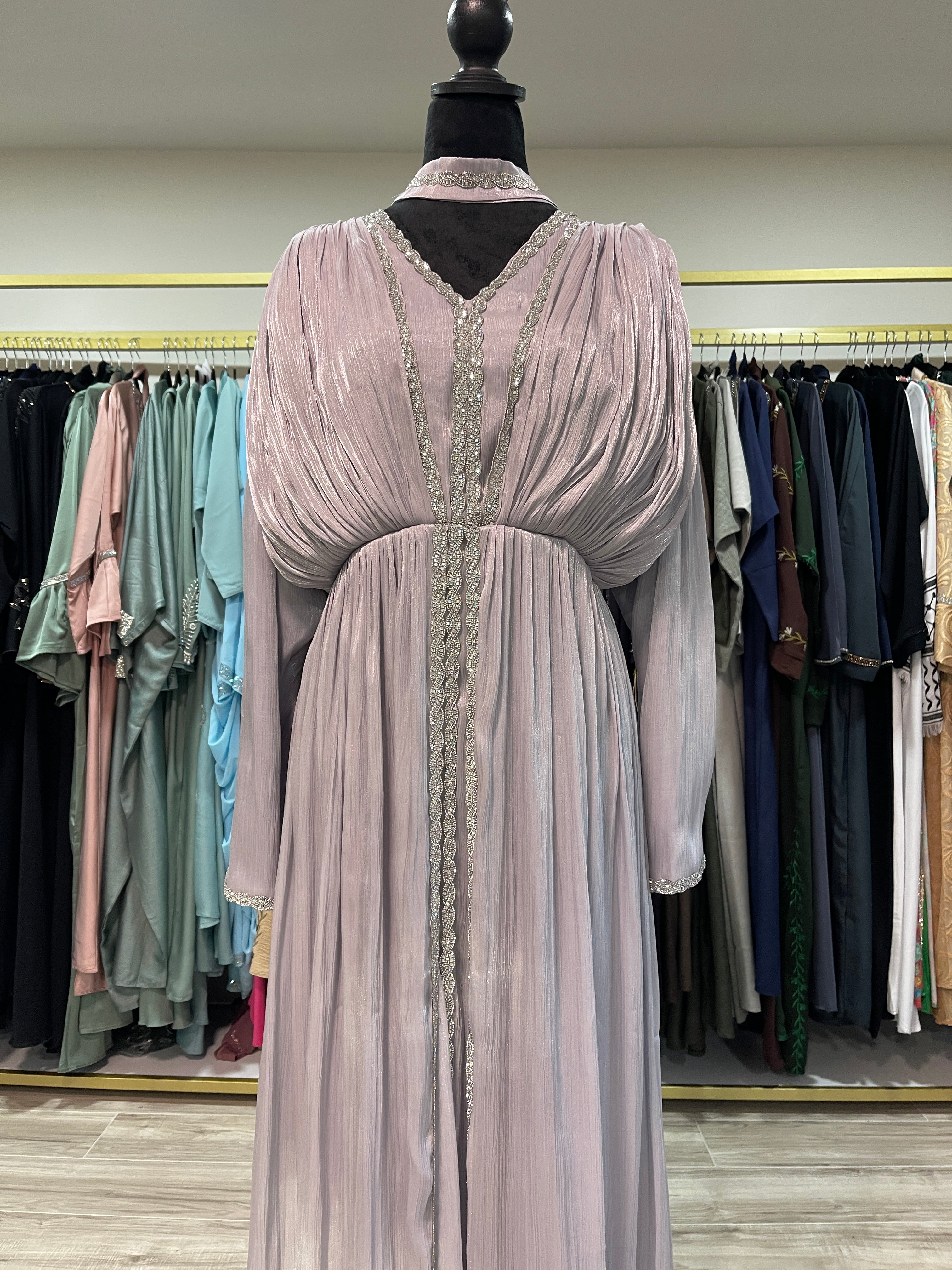 Modest Rhinestone Flare Dress