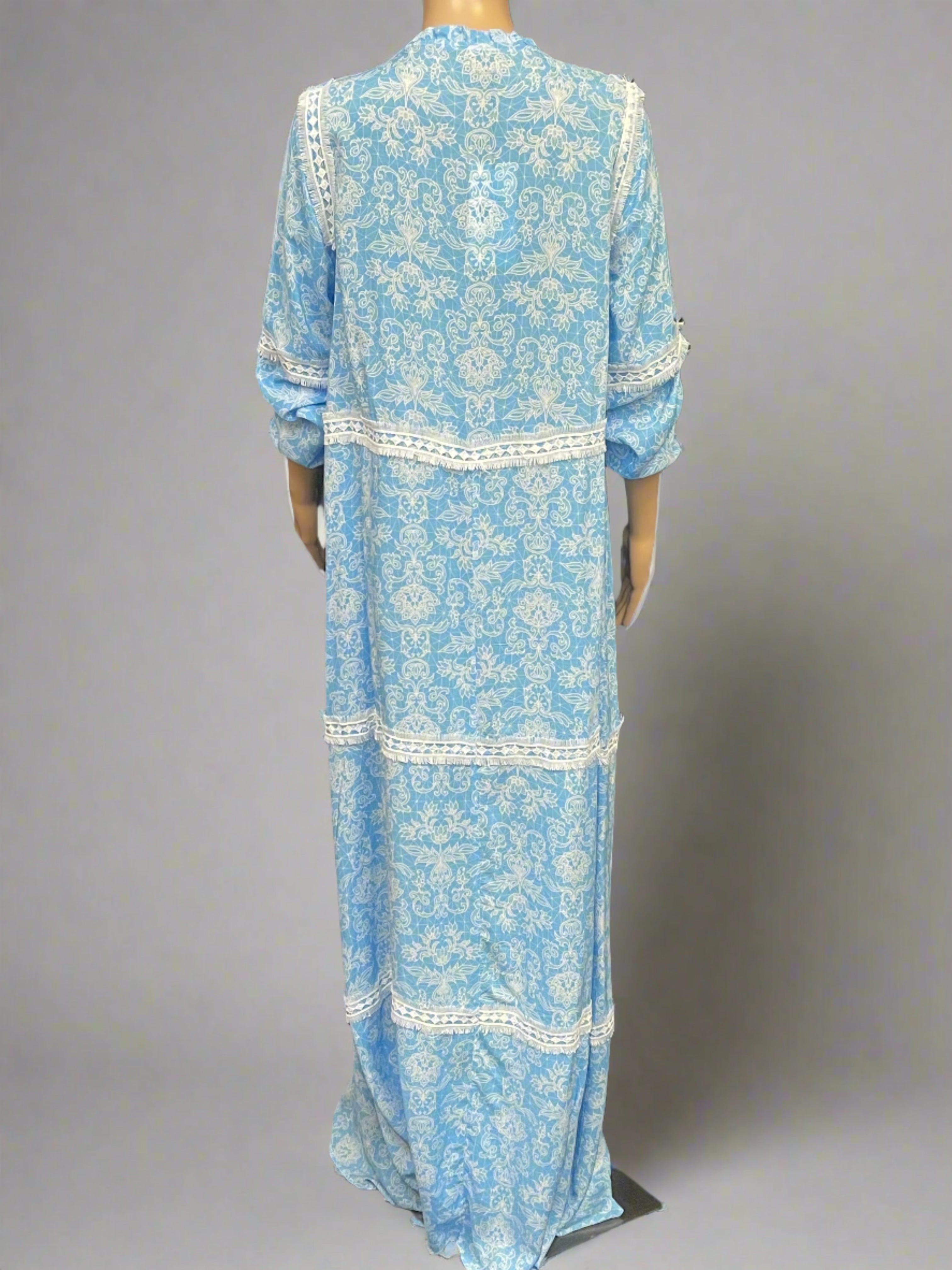 Asiyah's Collection - Plus Size Bohemian Style Baby Blue Dress - Dress
