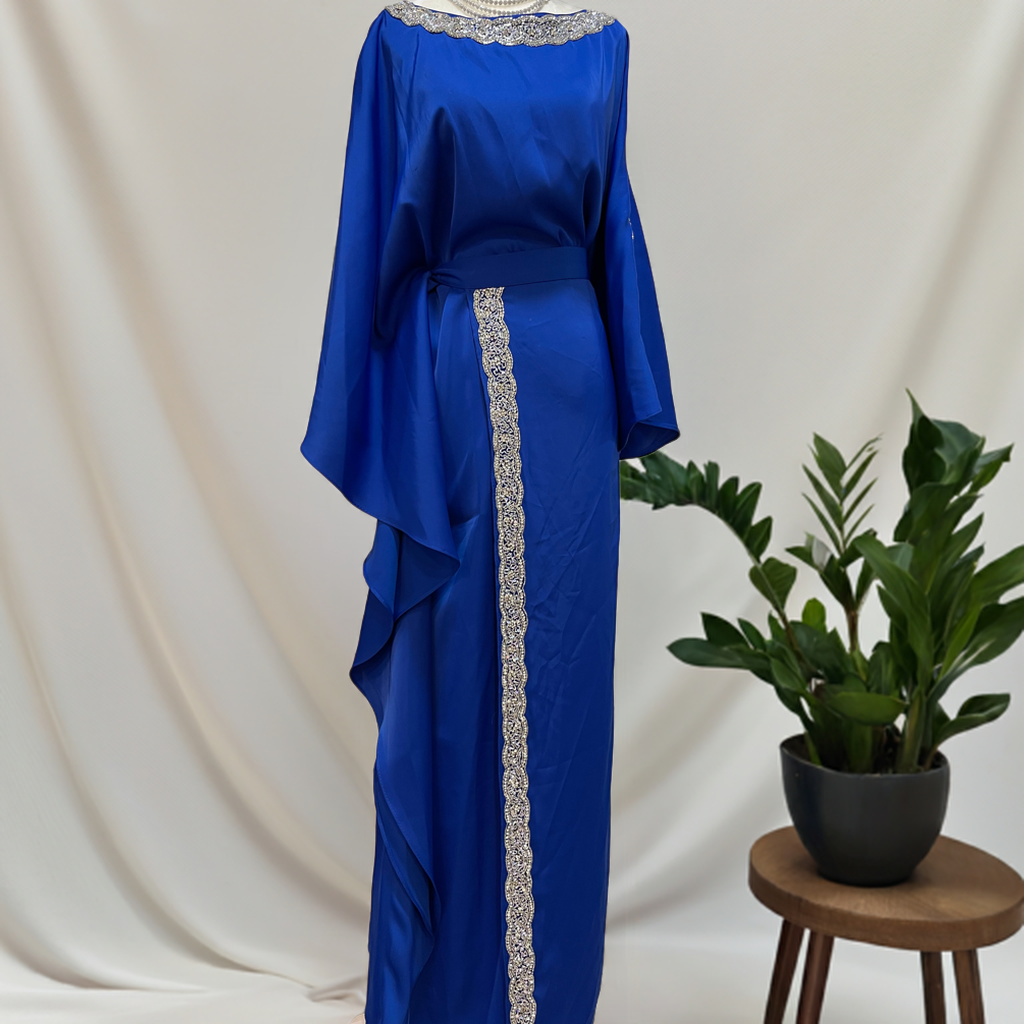 Asiyah's Collection - Royal Blue Satin Abaya - Dress