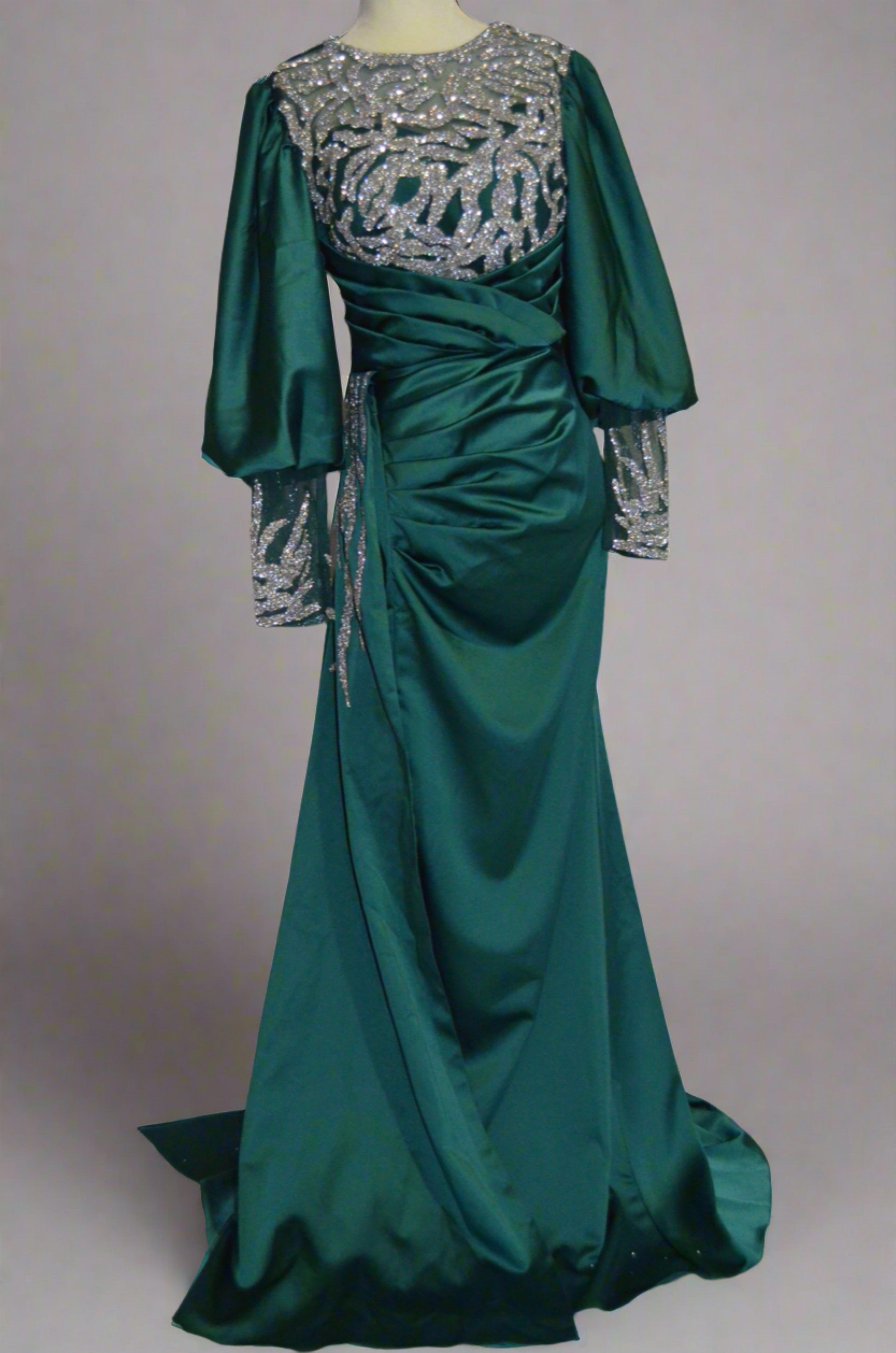 Elegant Teal Full length Formal Wear - Asiyah's Collection