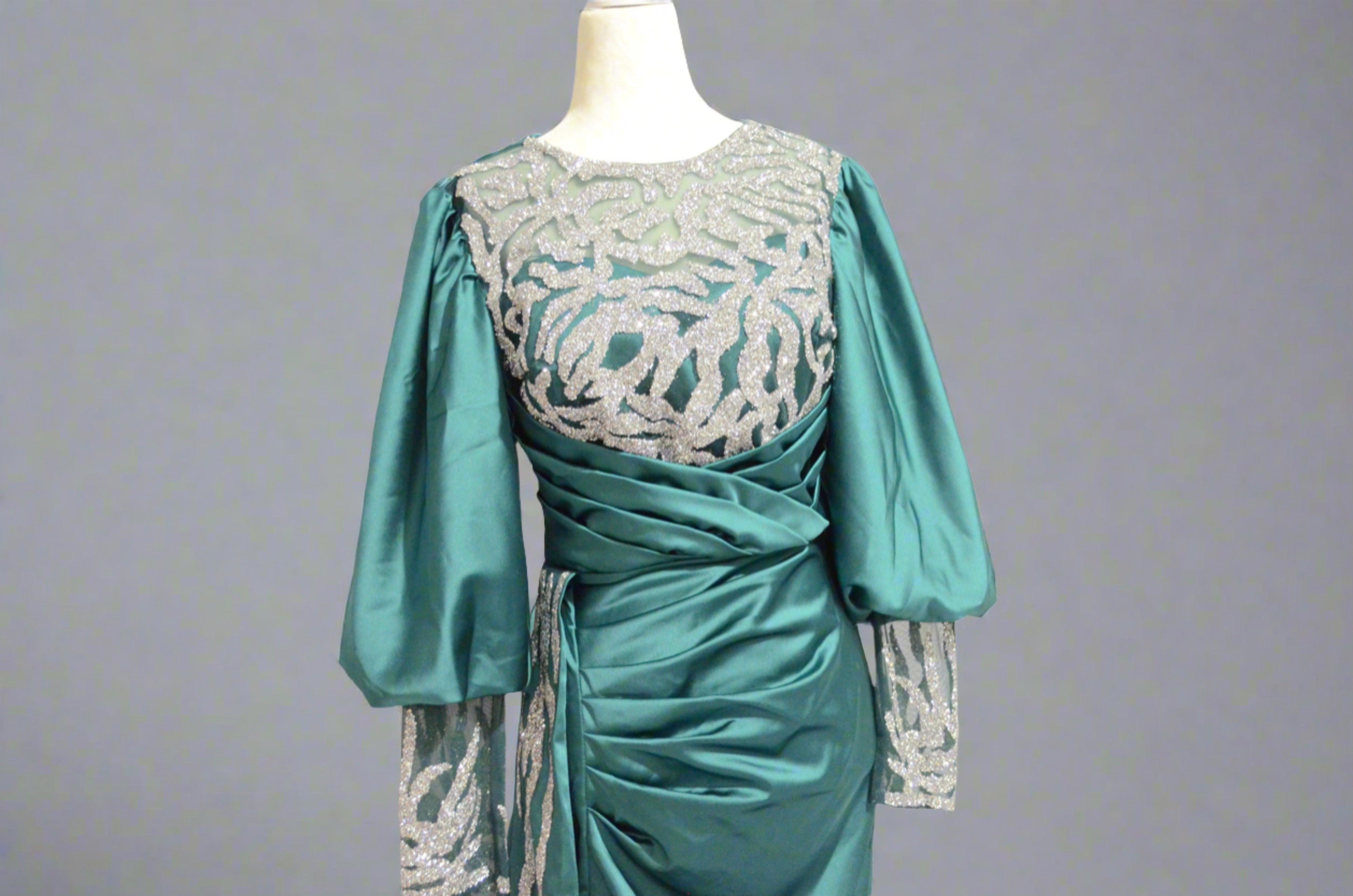 Asiyah's Collection - Elegant Teal Full length Formal Wear - Dress
