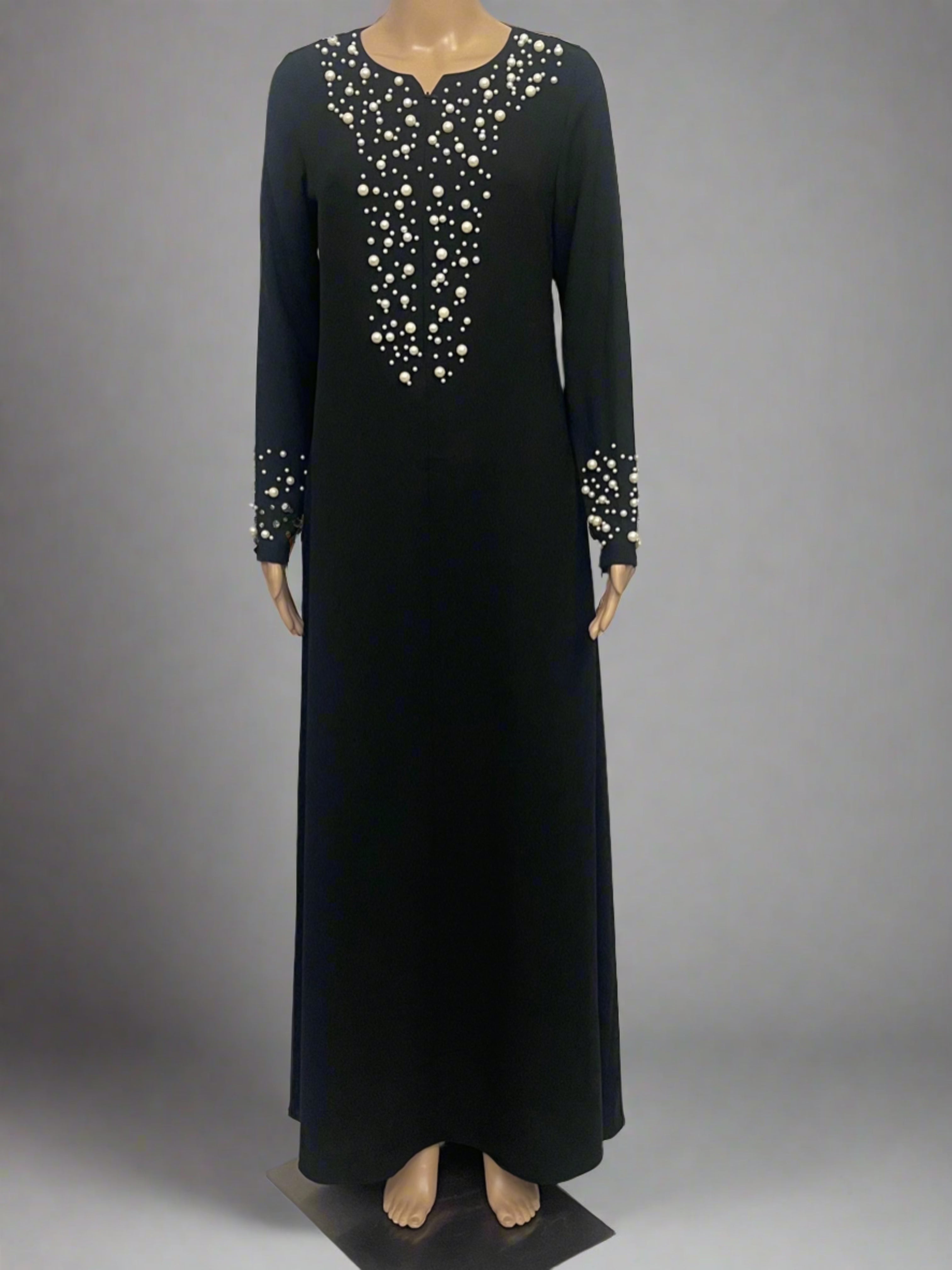 Pearl Modest Dress Black - Asiyah's Collection