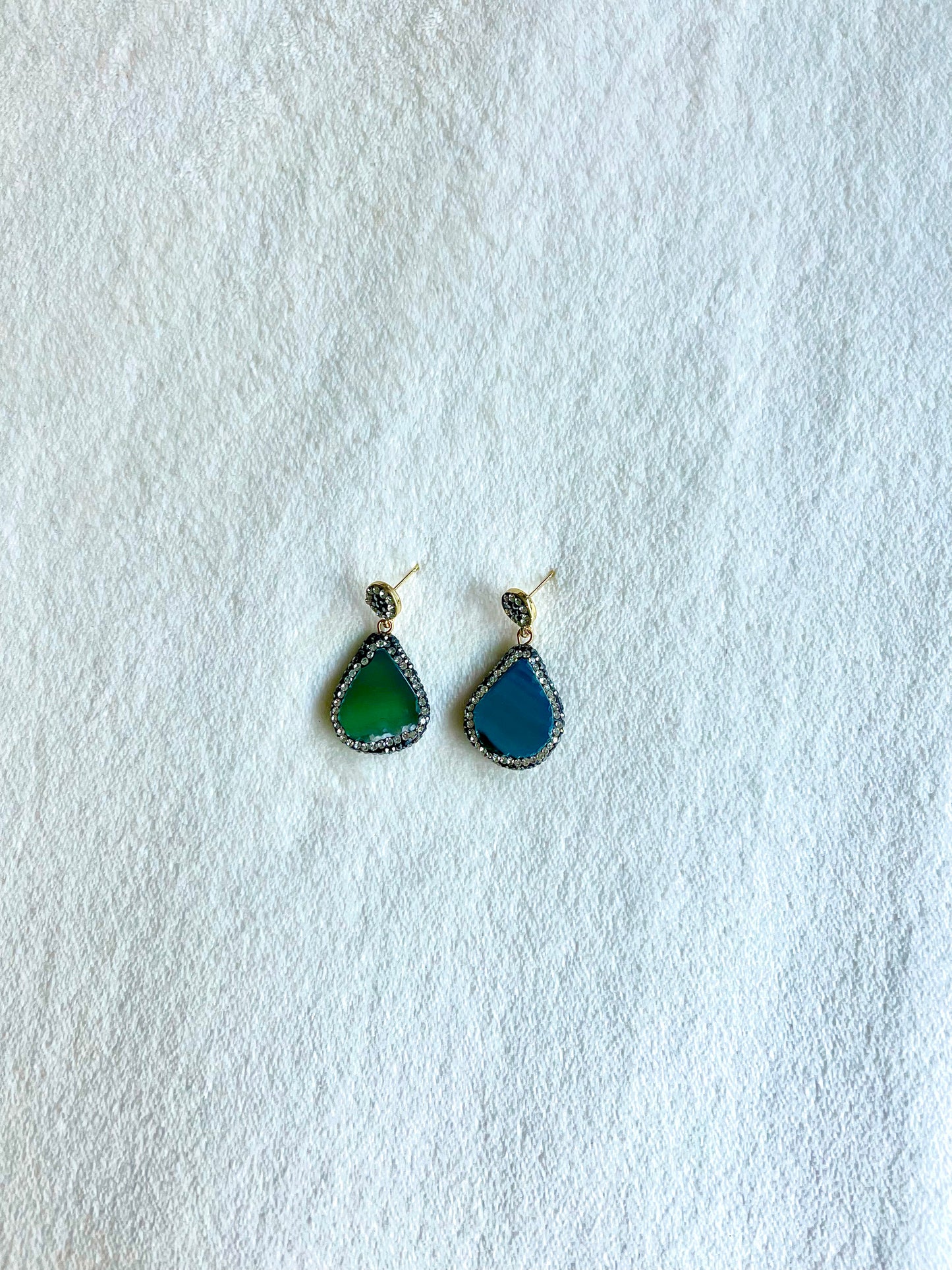 Natural 2 colored Stone Earrings
