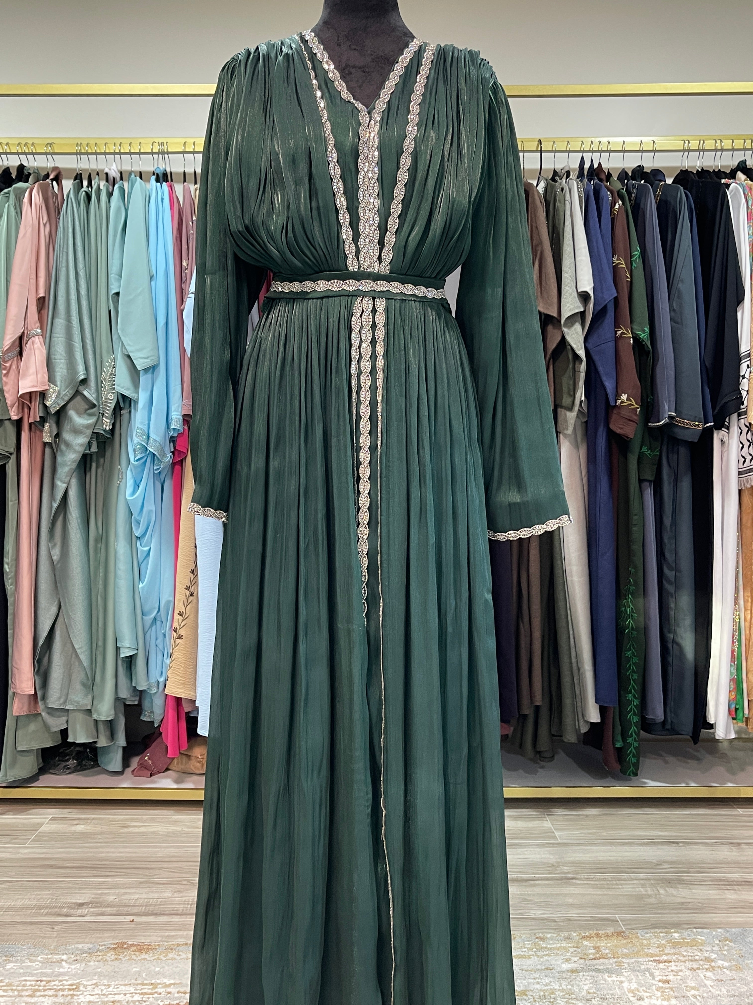 Modest Rhinestone Flare Dress