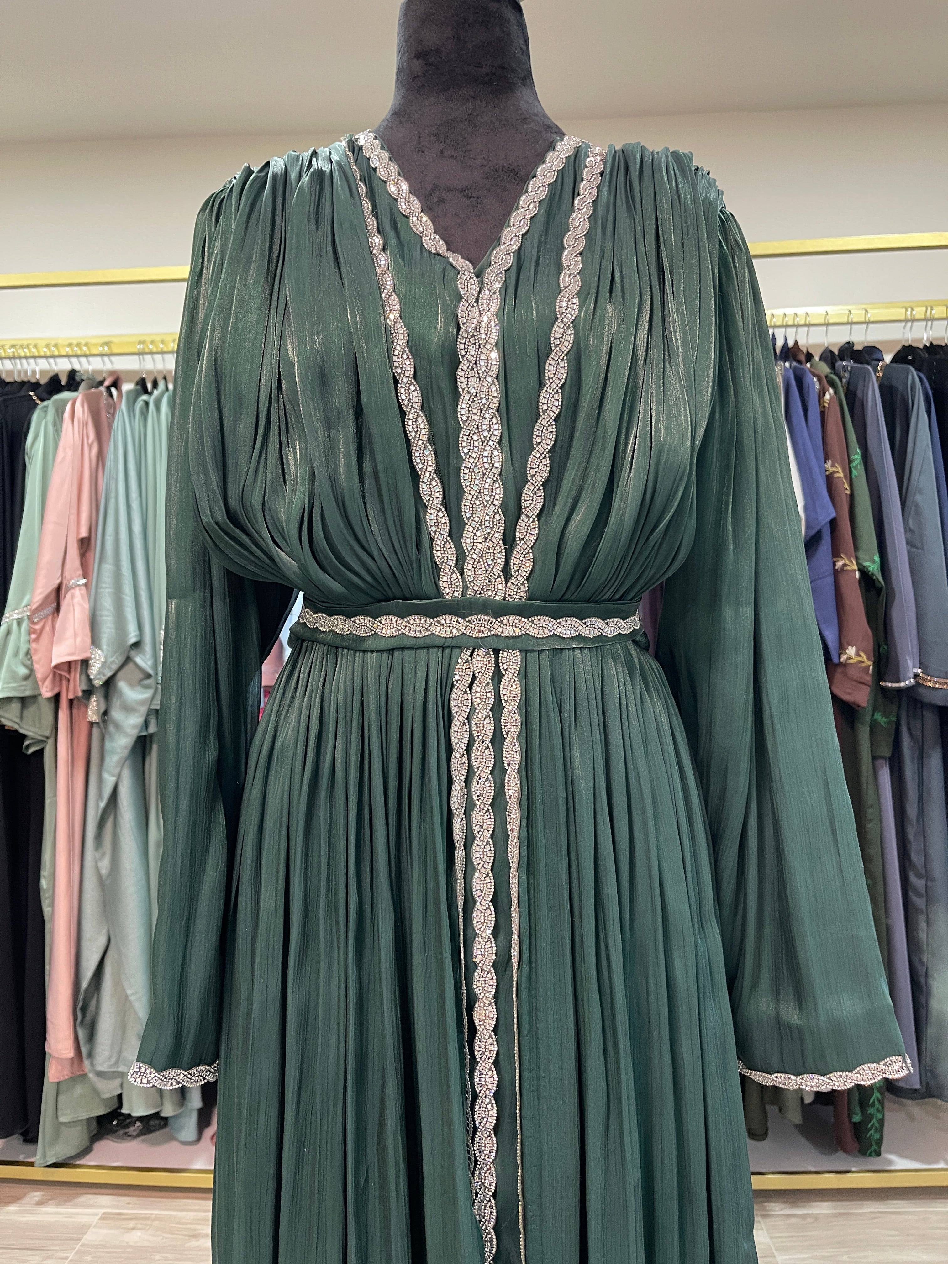 Modest Rhinestone Flare Dress