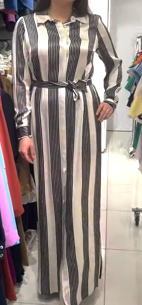 Striped Button Down Modest Dress