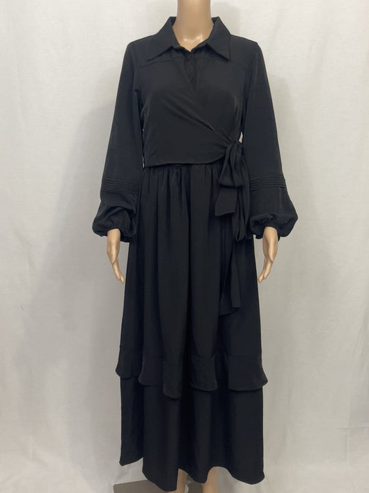 Emersyn Black Pleated Midi Dress