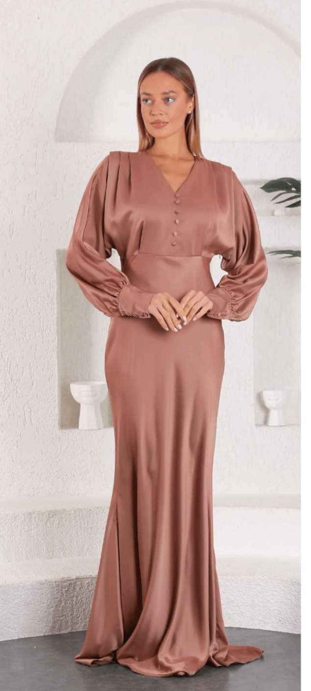 Elegant Modest Mermaid Dress With Lantern Sleeves - Asiyah's Collection