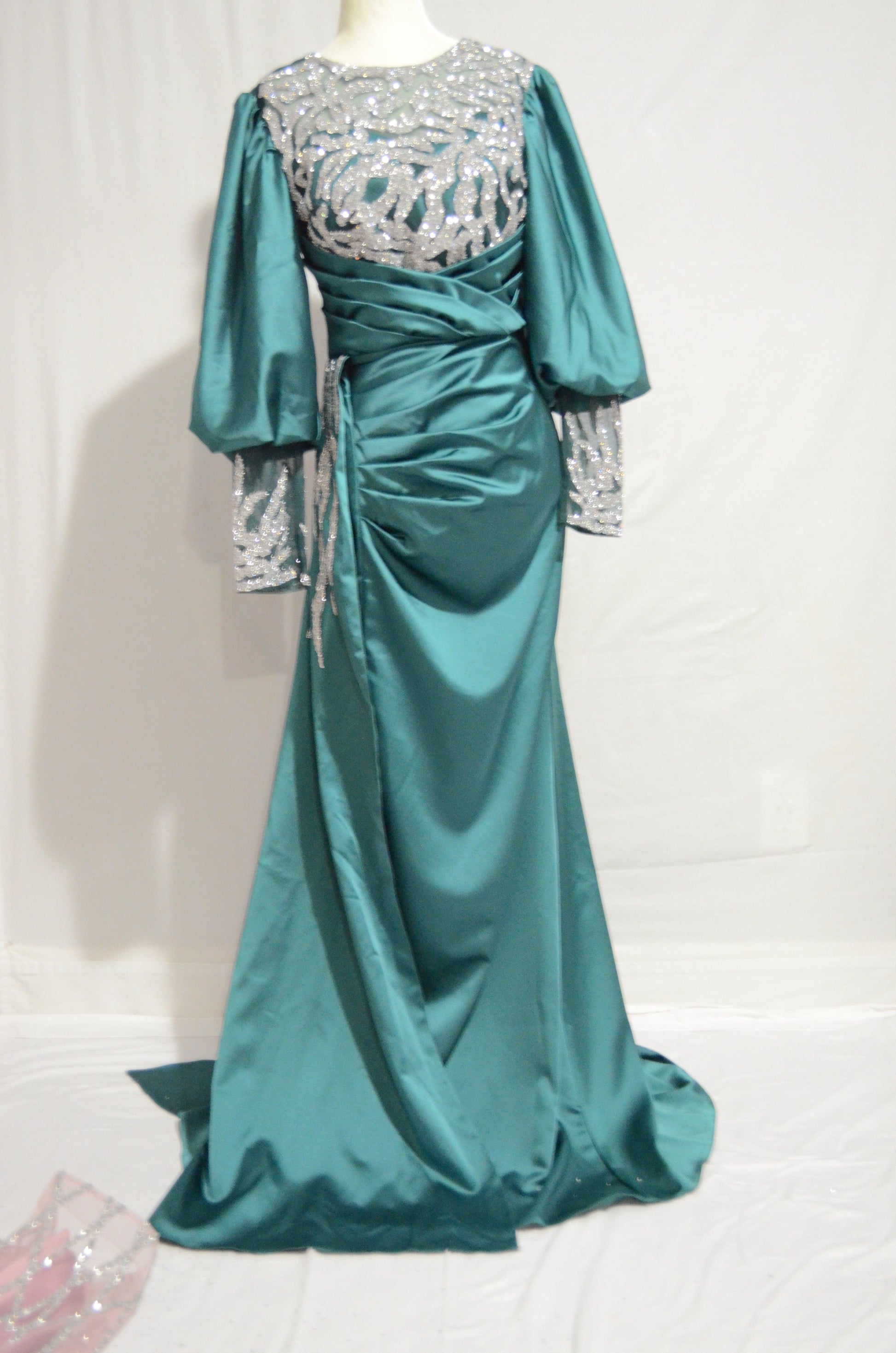 Elegant Teal Full length Formal Wear - Asiyah's Collection