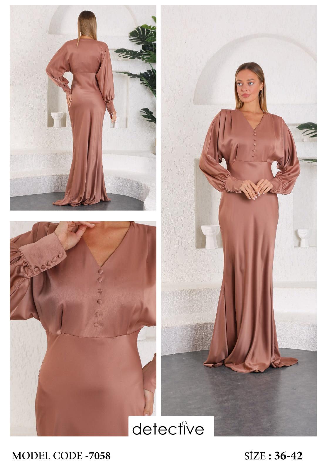 Elegant Modest Mermaid Dress With Lantern Sleeves - Asiyah's Collection